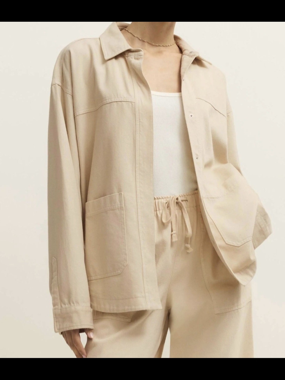 Z Supply Beige Sandstone Utility Jacket - Women's Neutral Oversized Shacket
